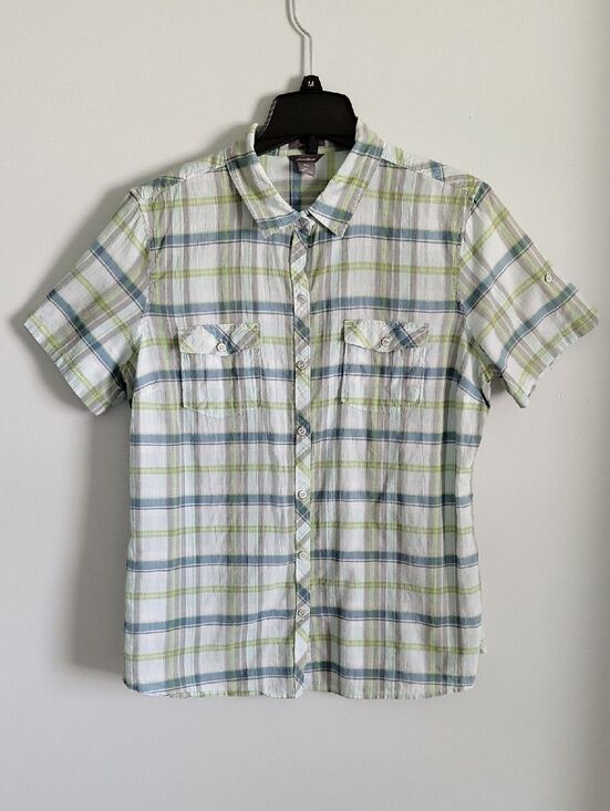 Eddie Bauer Tops - Eddie Bauer Short Sleeve Plaid Shaped Fit Button Up Shirt Outdoor Gorpcore